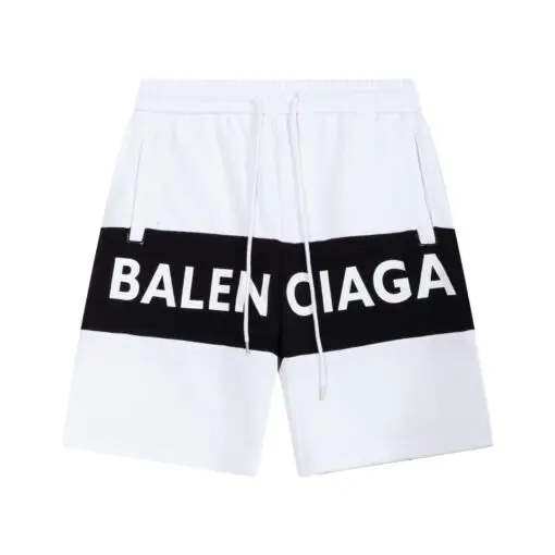 Balenciaga Black Border Logo Short White