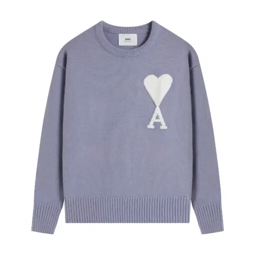 Ami Paris De Coeur Felted Merino Wool Sweater Light Purple