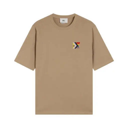 Ami Paris Pride Organic Cotton T-Shirt Beige