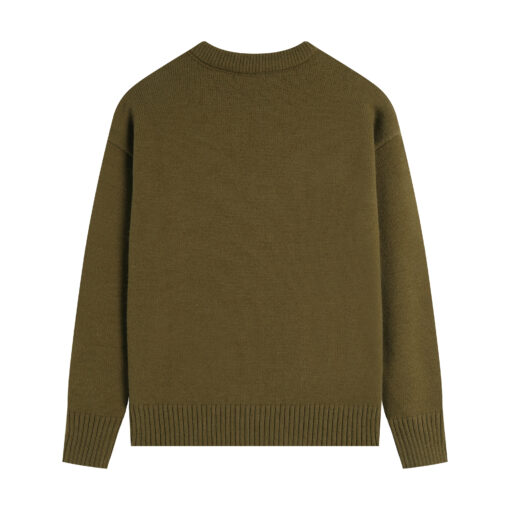 Ami Paris De Coeur Felted Merino Wool Sweater Olive Green - Imagen 2