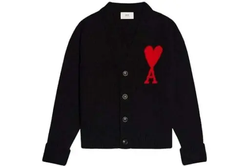Ami Paris Ami De Coeur Cardigan Black/Red