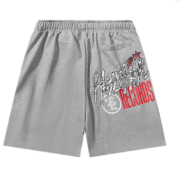 Hellstar Records Funny Smiley Face Shorts Grey - Imagen 2
