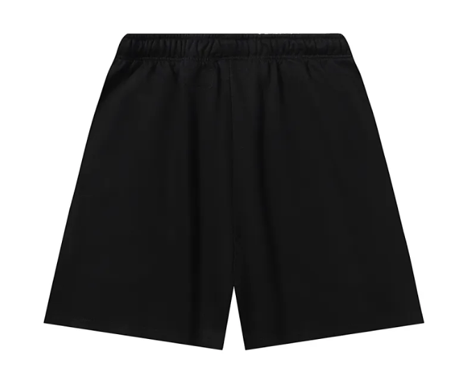 Hellstar Relaxed Elastic Waist Street Wear Cotton Terry Shorts Black - Imagen 2