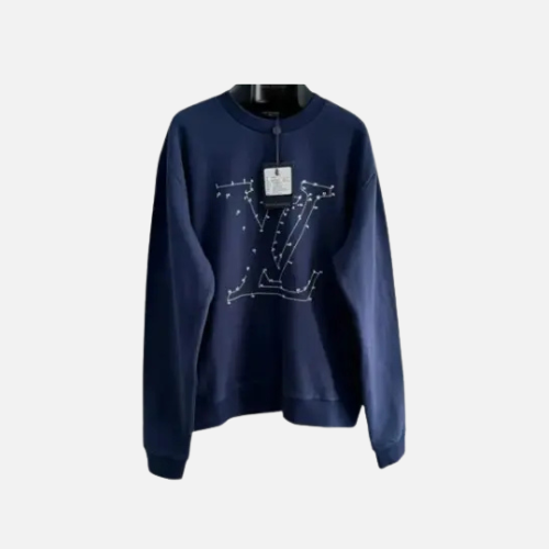 Louis Vuitton LV Stitch Print Embroidered Crewneck Sweatshirt in navy blue