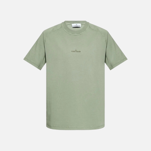 Stone Island Institutional Print Garment-Dyed T-Shirt Sage Green