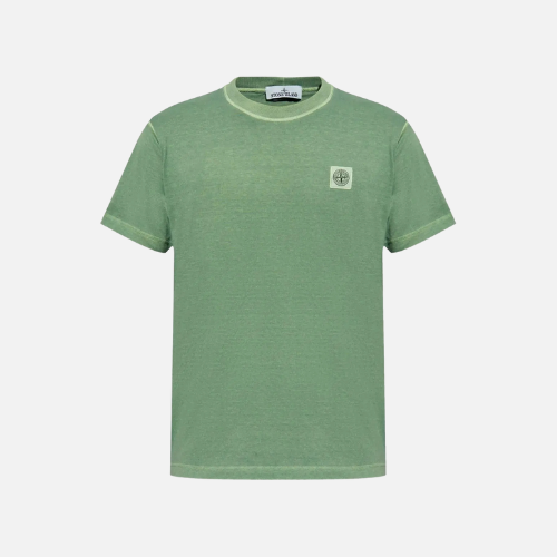 Stone Island Organic Cotton Jersey "Fissato" Effect T-shirt Light Green