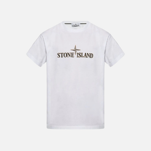 Stone Island Logo-Embossed Cotton T-shirt White