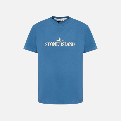 Stone Island Logo-Embossed Cotton T-shirt Blue