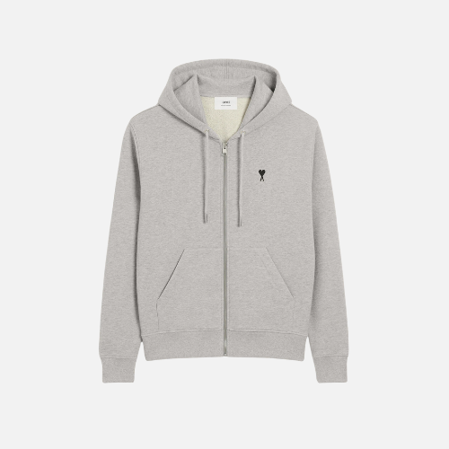 Hoodie Grey Texture With Mini Heart Ami