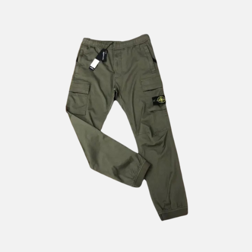 Stone Island Stretch-Cotton Cargo Trousers Olive Green