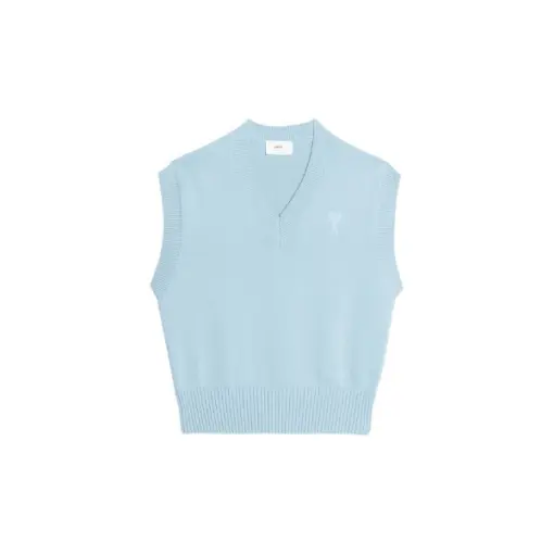 AMI Paris Ami De Coeur V-neck vest light blue