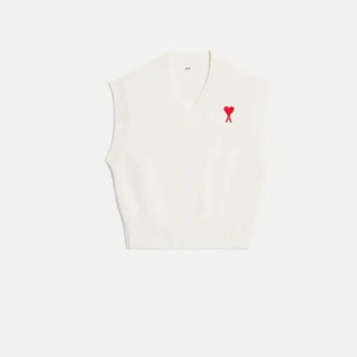 AMI Paris Ami de Coeur Sleeveless Sweater White