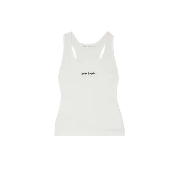 Palm Angels Classic Logo Rib Tank “White/Black