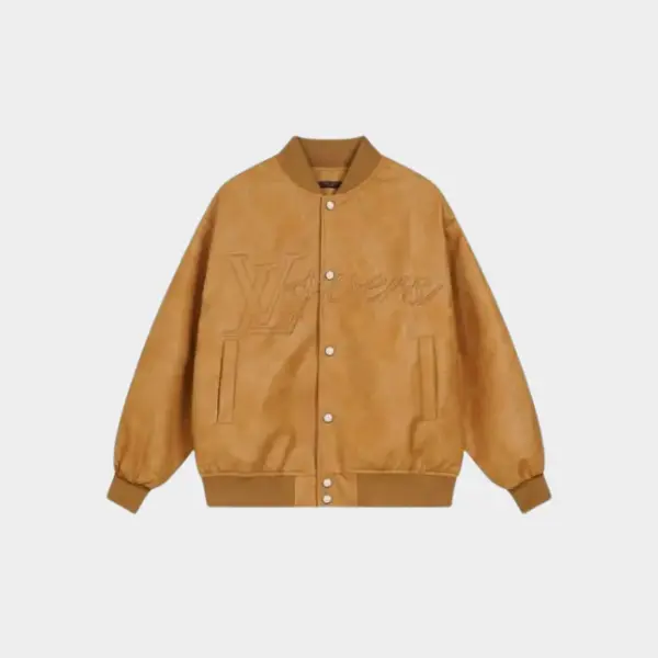 LV Natural Leather Varsity Blouson Jacket Beige