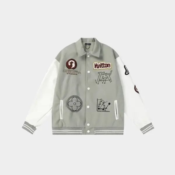 LV Studios Varsity Jacket Grey/White