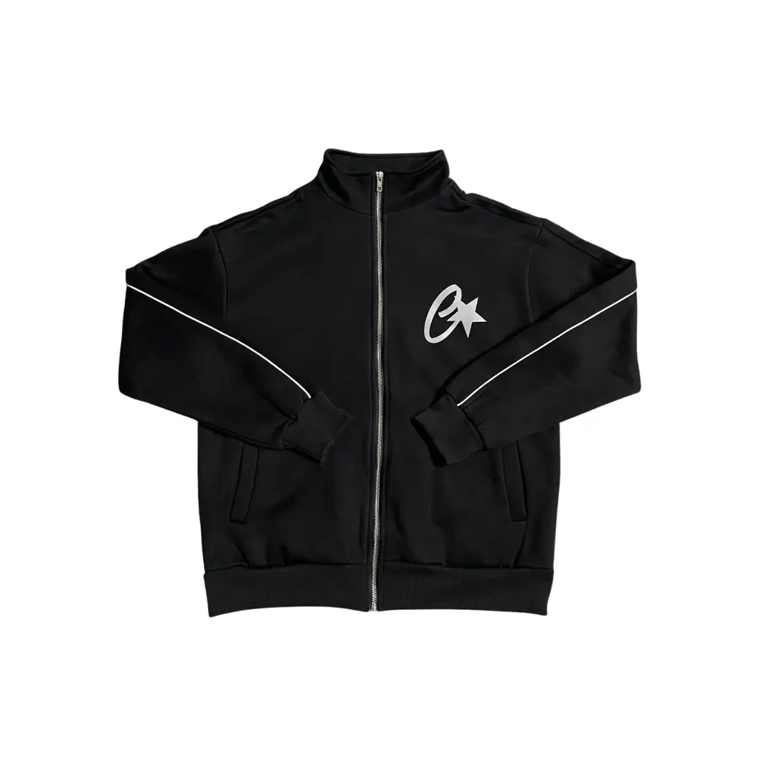Corteiz Velour Reflective Jacket Black