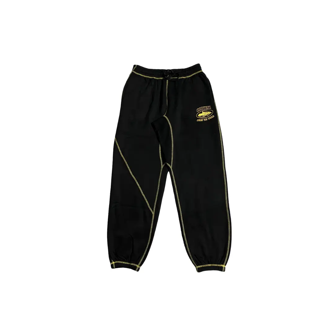 Corteiz Alcatraz Sweatpant Black Yellow Stipe