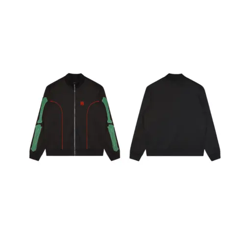 Amiri Sportswear Jacket Black With Green Bones Design - Imagen 2
