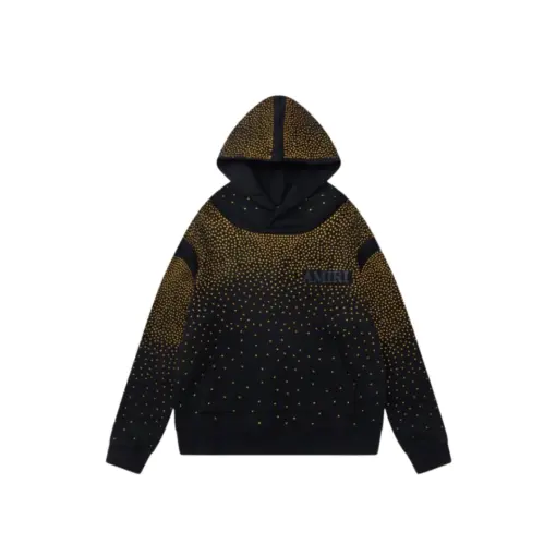 Amiri Crystal Embellished Hooded Cotton Sweatshirt Black