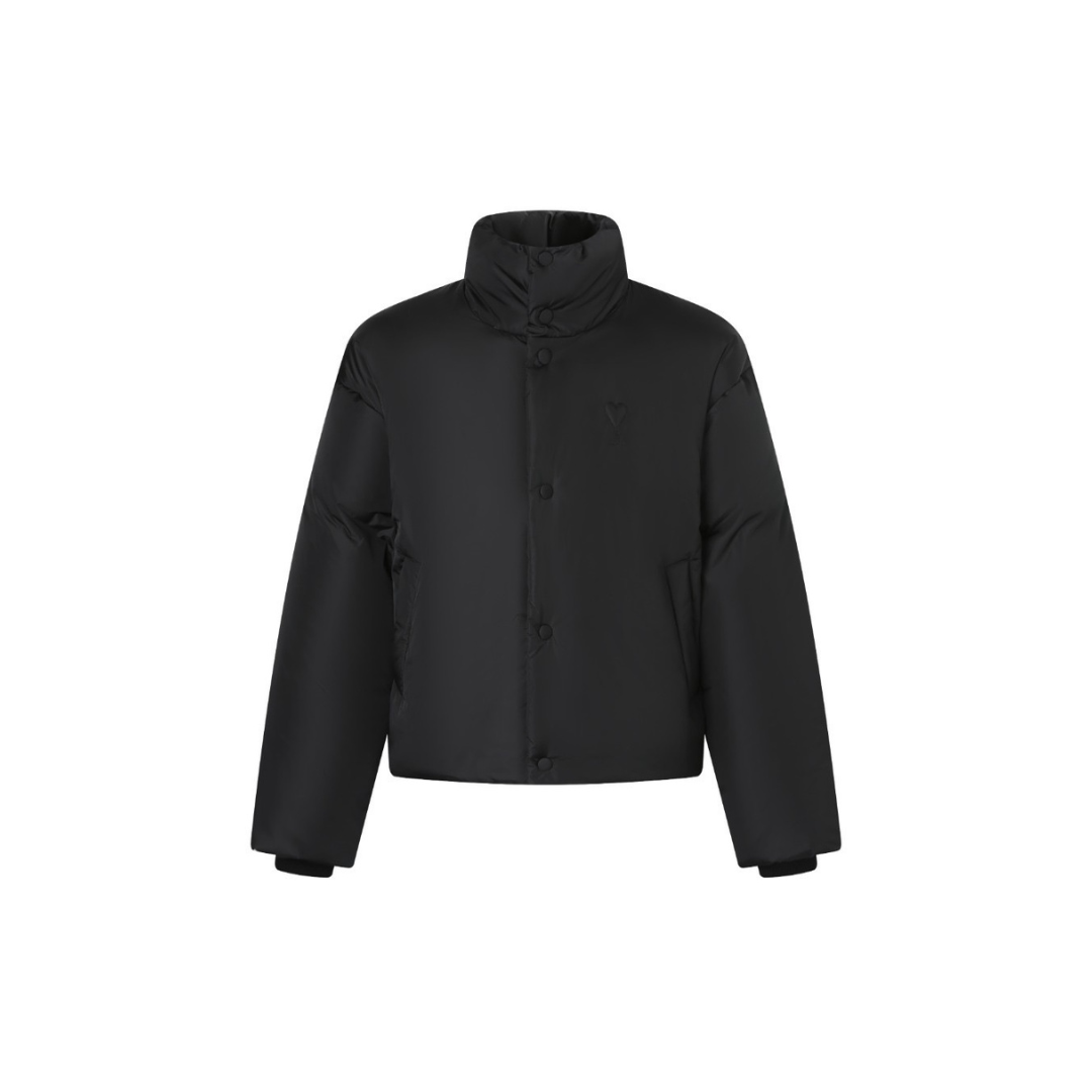 Ami Paris Ami De Coeur Puffer Jacket Black Nylon