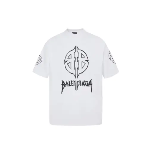 Balenciaga Short Sleeve Oversized Paris T Shirt White