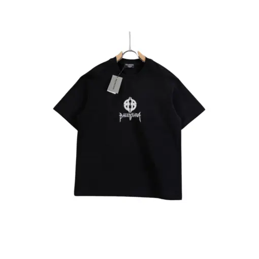 Balenciaga Black T Shirt With White Logo