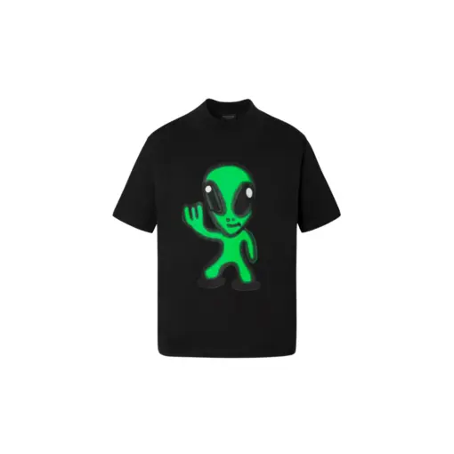 Balenciaga T Shirt Black Alien Design