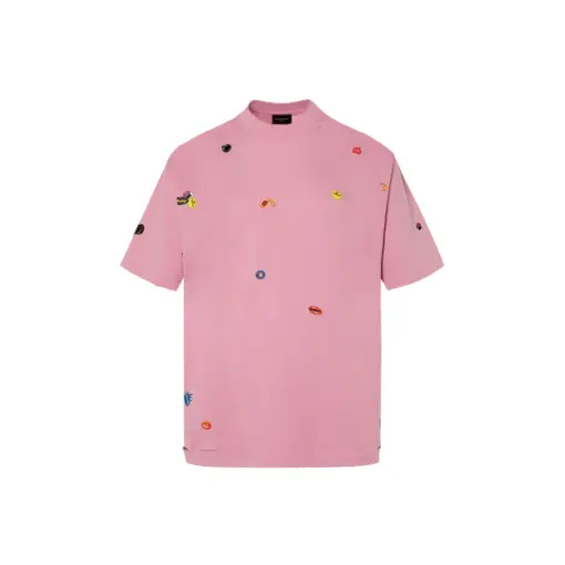 Balenciaga Short Sleeve Pink T Shirt With Design