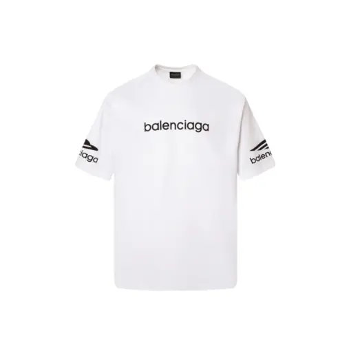 Balenciaga Short Sleeve T Shirt White With Logo Black