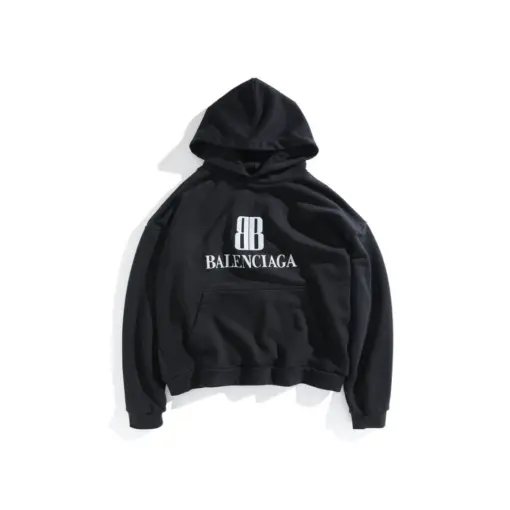 Balenciaga Hoodie Black With White Monogram