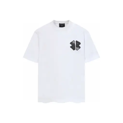 Balenciaga Fit White T Shirt With BB Monogram