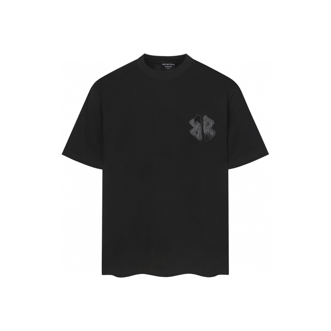 Balenciaga Fit Black T Shirt With BB Monogram
