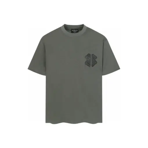 Balenciaga Fit Olive Green T Shirt With BB Monogram