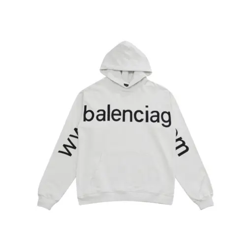 Balenciaga Hoodie White With Black Name Texted