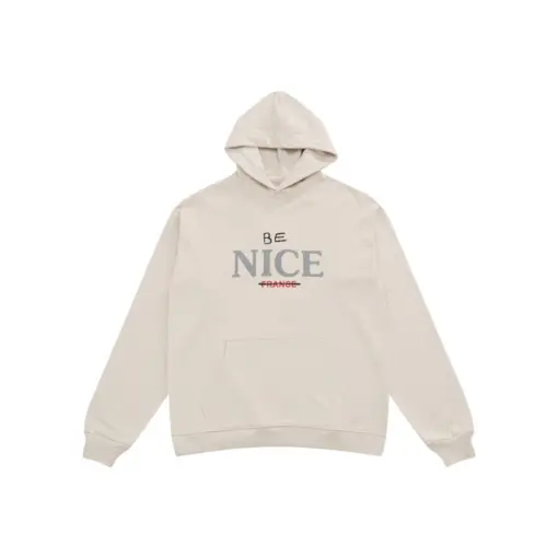 Balenciaga Cream Hoodie Be Nice Text Monogram