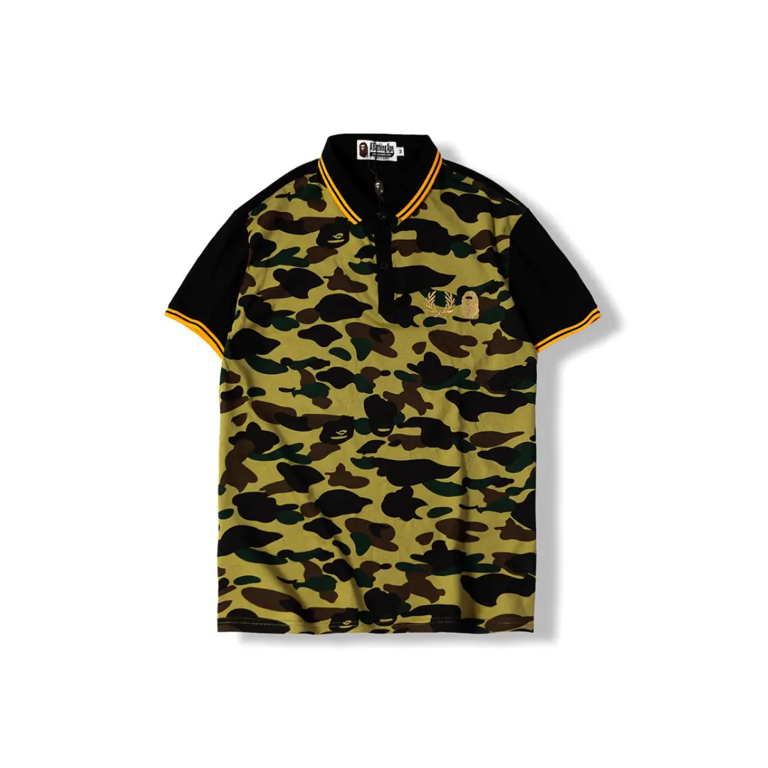BAPE Patchwork Polo Short Sleeved T Shirt Yellow