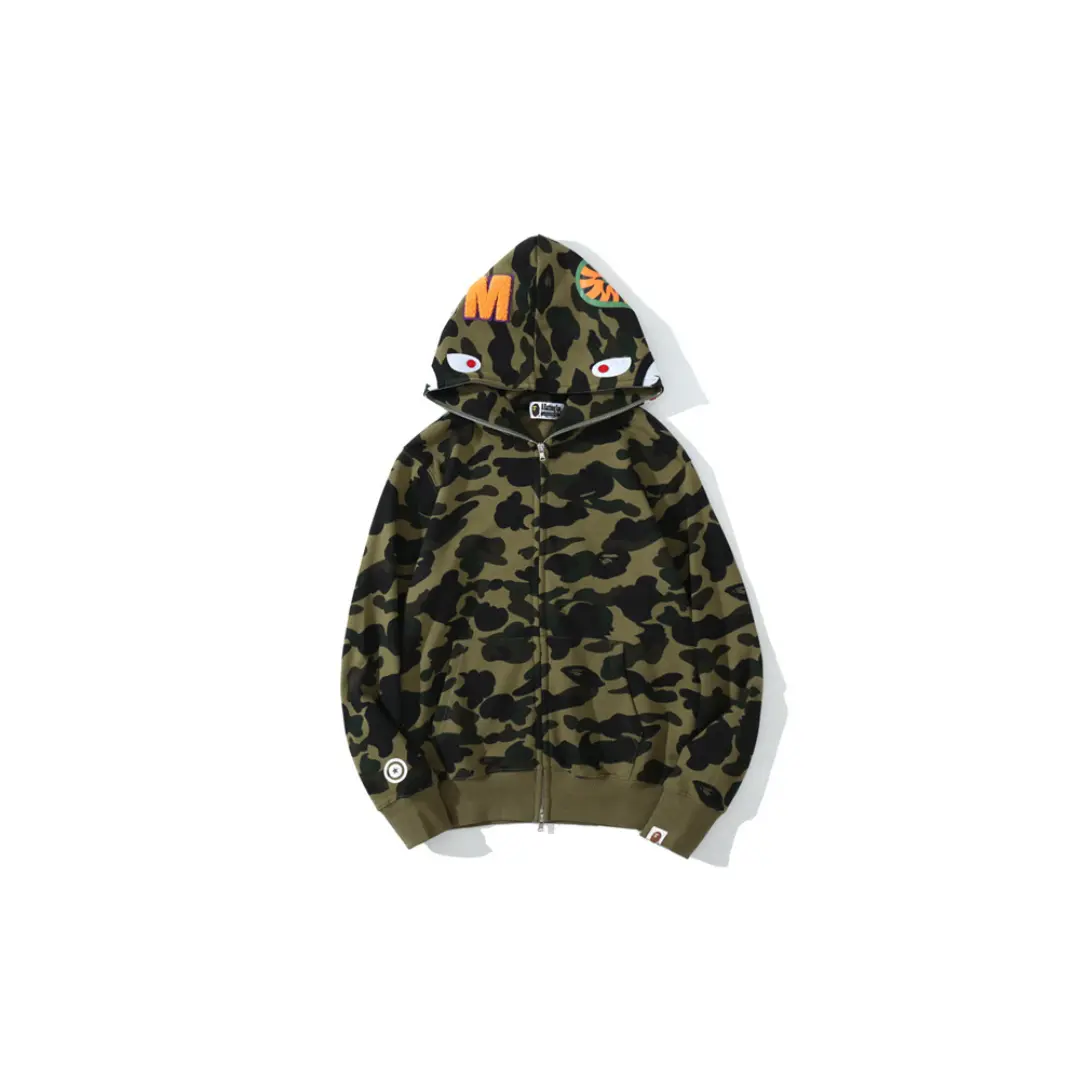 BAPE Classic Shark Head Terry Full Zip Hoodie Green