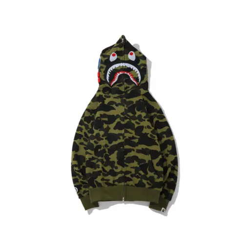 BAPE Camo Shark Full Zip Hoodie Green