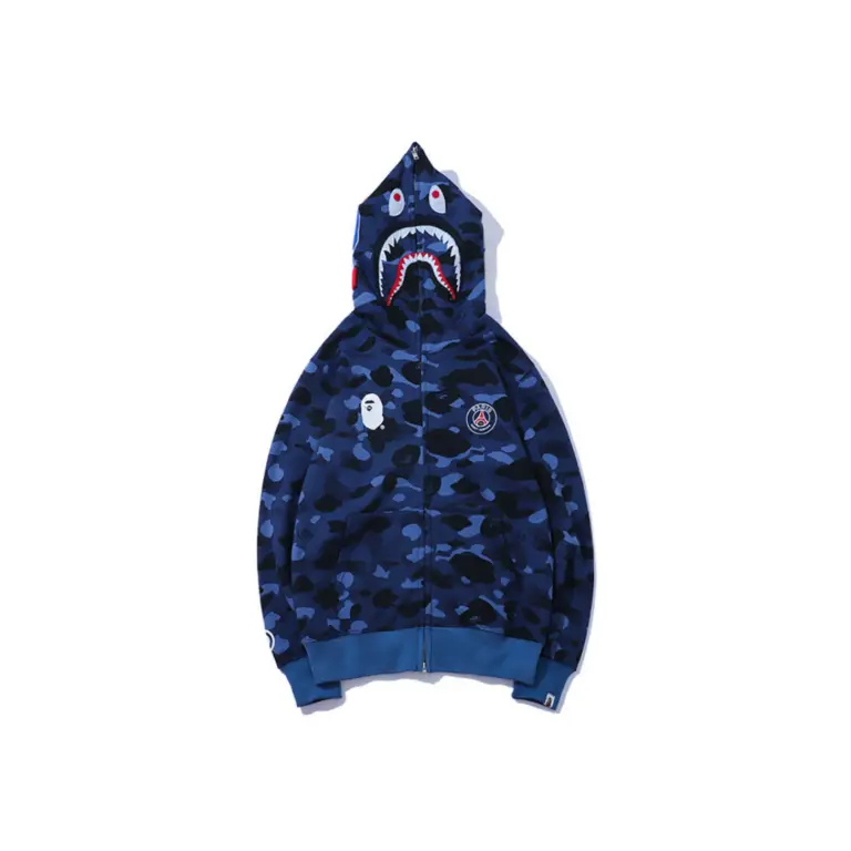 BAPE Shark Hooded Paris Hoodie Blue