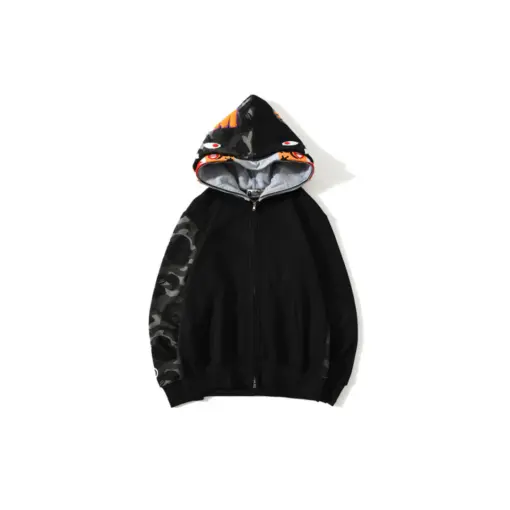 BAPE Shark Full Zip Double Hooded Hoodie Black