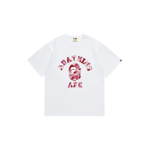 BAPE A Bathing Ape Light Pink Monogram T Shirt White