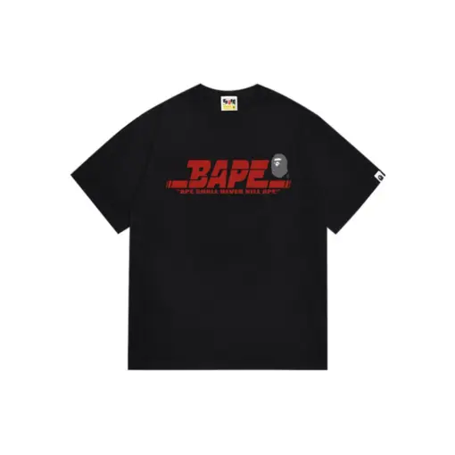 BAPE A Bathing Ape T Shirt Black With Red Bape Text