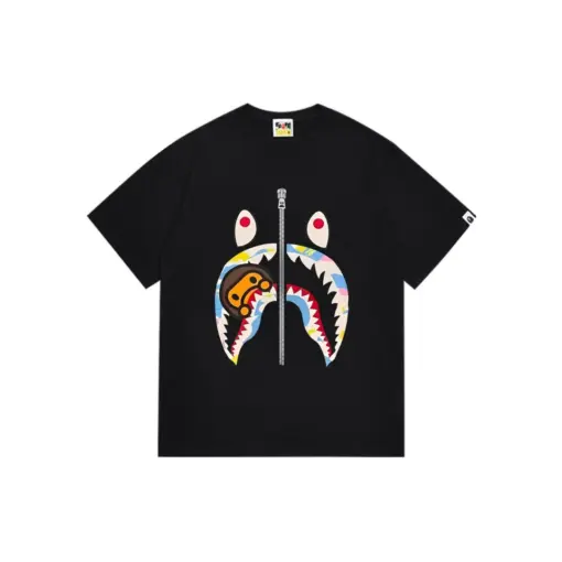BAPE Multi Camo Milo Shark T Shirt Black