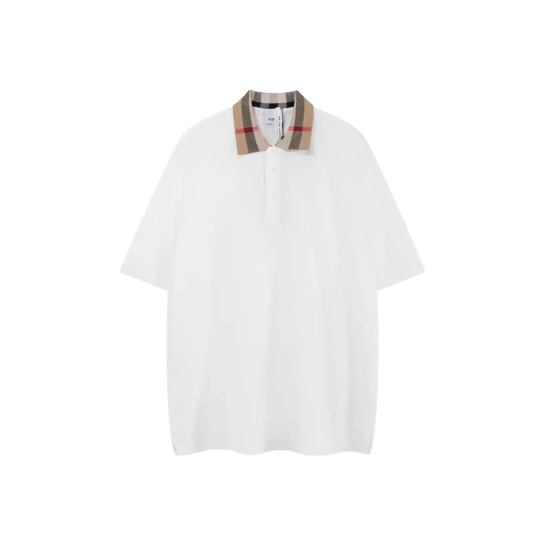 Burberry Cheack Harrington Polo T Shirt White