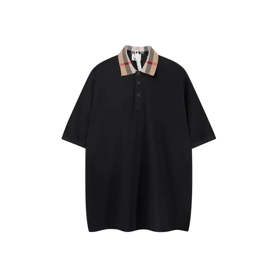 Burberry Cheack Harrington Polo T Shirt Black