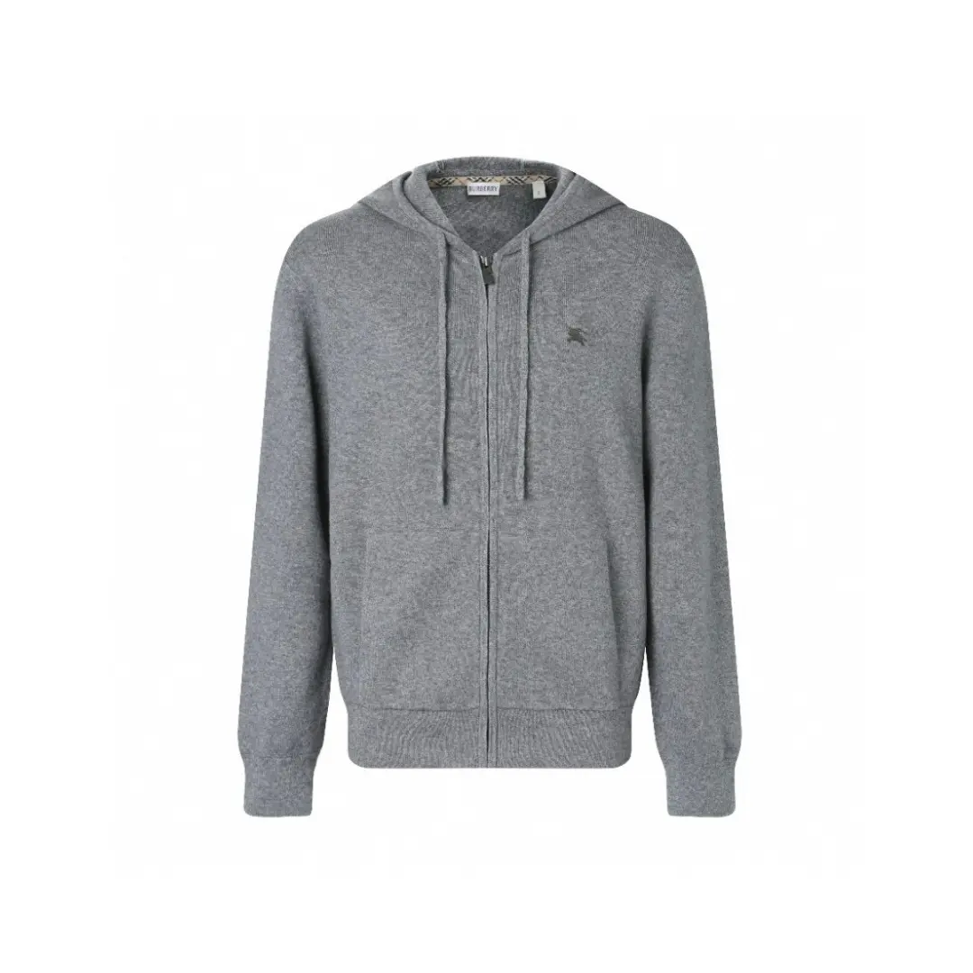 Burberry Zipper Gray Hooded Jacket Hoodie