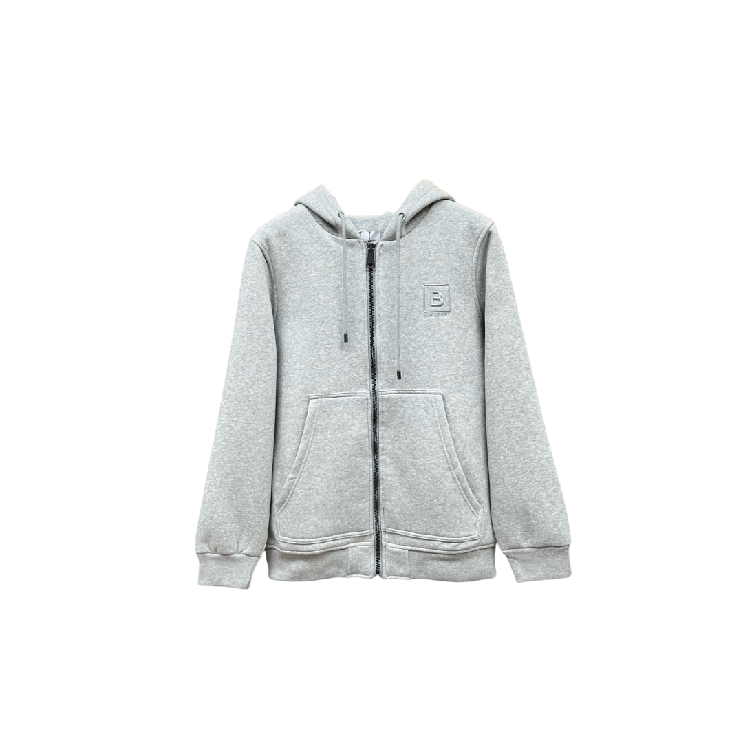 Burberry Zipper Hooded Hoodie Gray
