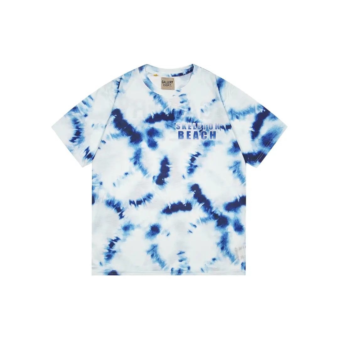 GALLERY DEPT. Exploited T Shirt White With Blue Tie Dye