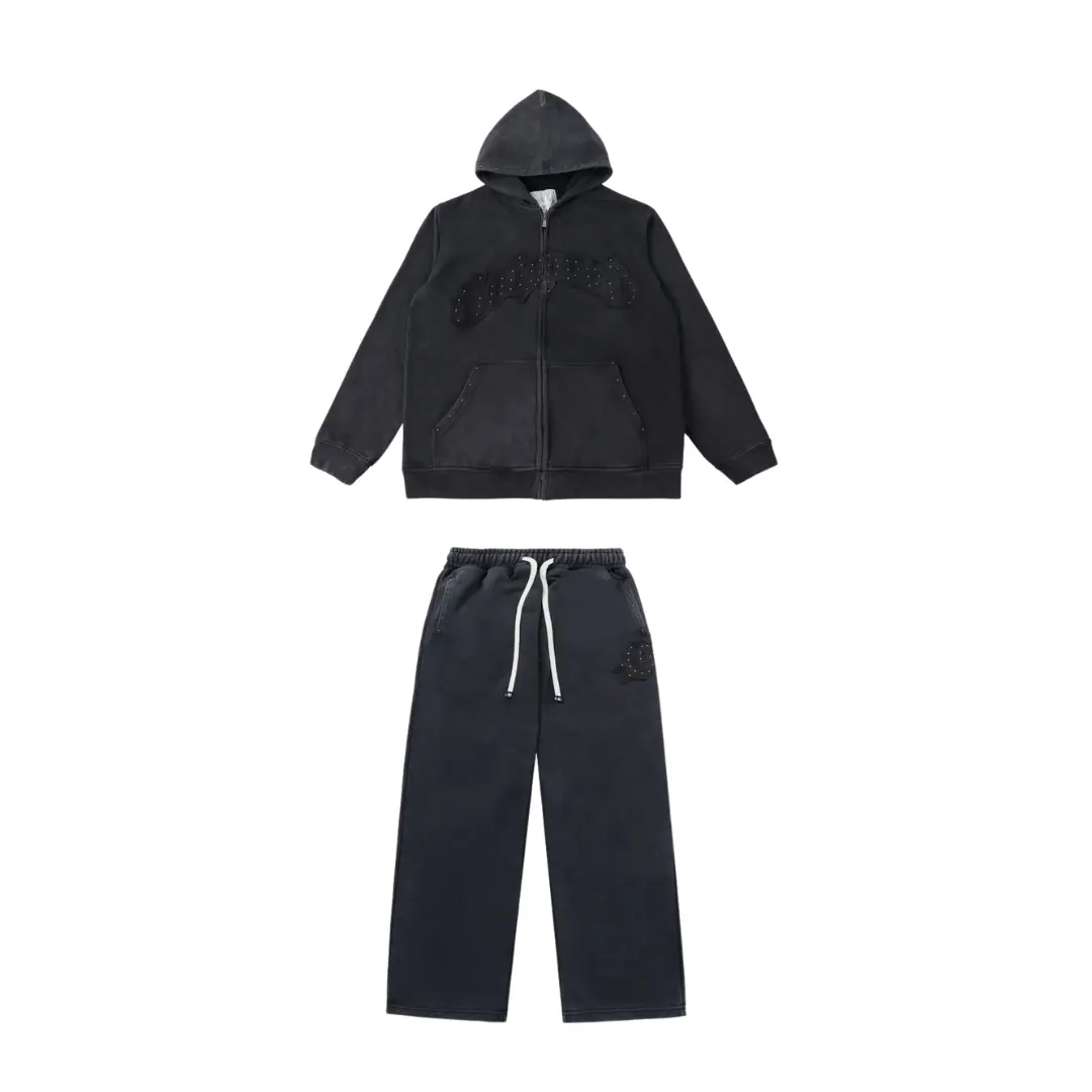 Fear Of God ESSENTIALS Tracksuit Set Black With Monogram Text Design