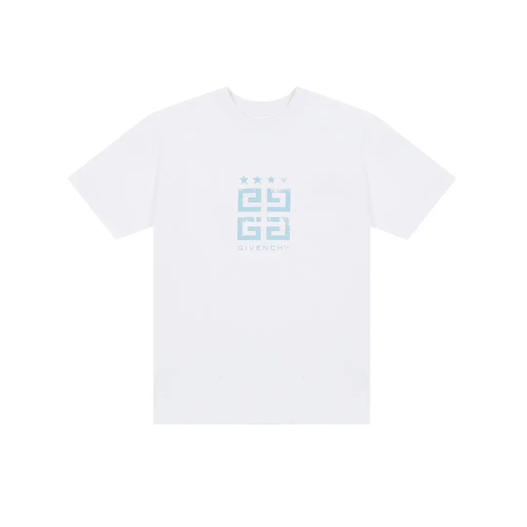 Givenchy T Shirt White With Monogram Logo Star Embosed
